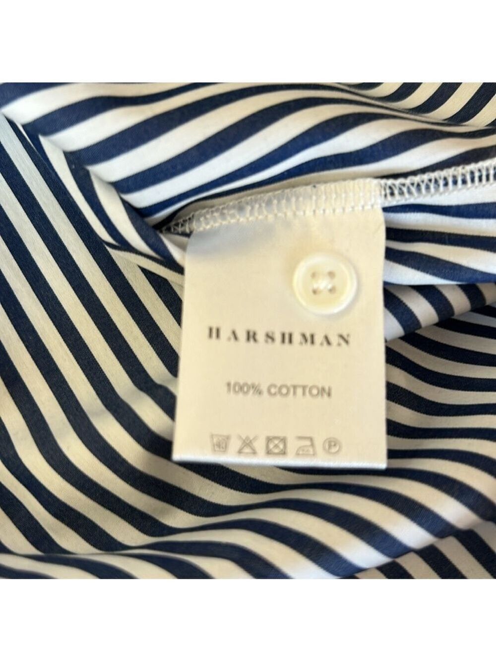 NWT Harshman Cari Shirt In Navy Stripes Size Small - Picture 8 of 10